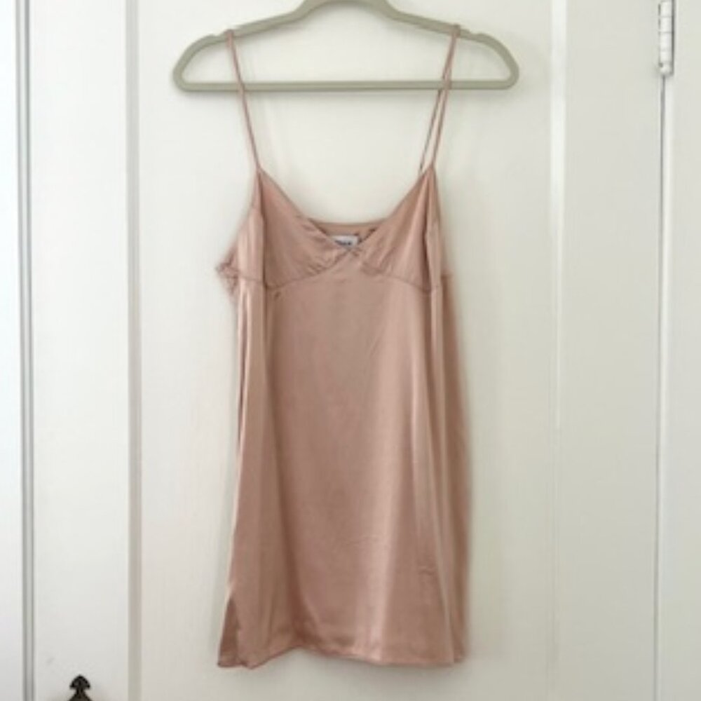 Pink Silk Charmeuse Mini Slip Dress, Size 2